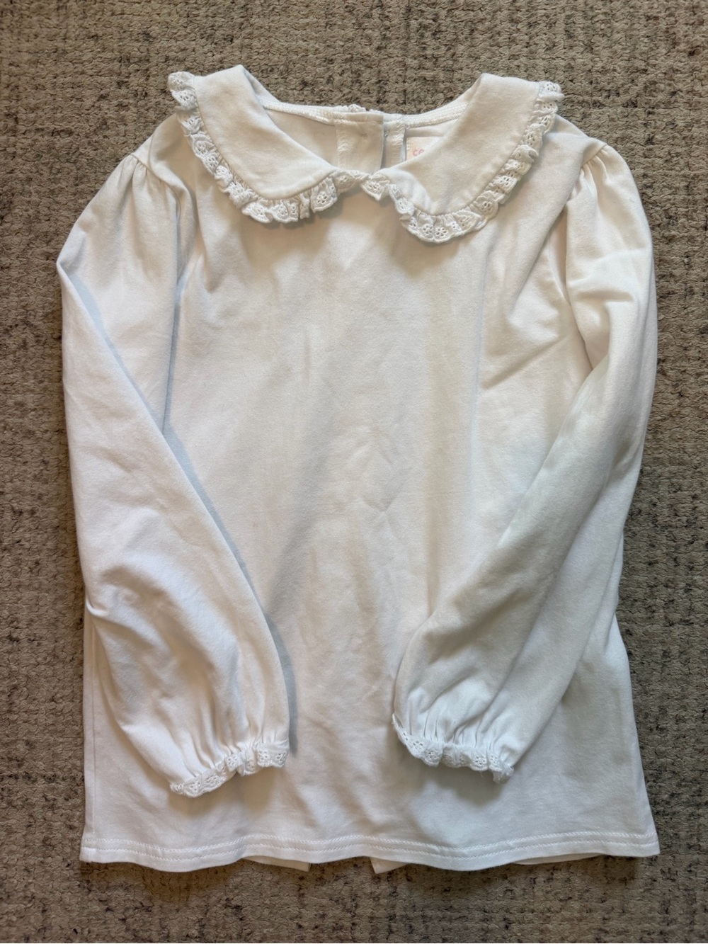 Cecil and Lou White Knit Peter Pan Long Sleeve Blouse